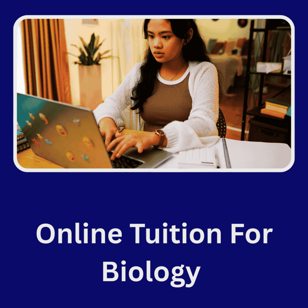 A Female Student is learning by online tuition for Biology